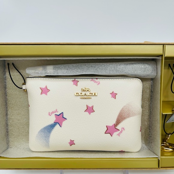 Coach Corner Zip Wristlet with Disco Star Print Boxed - Picture 2 of 10